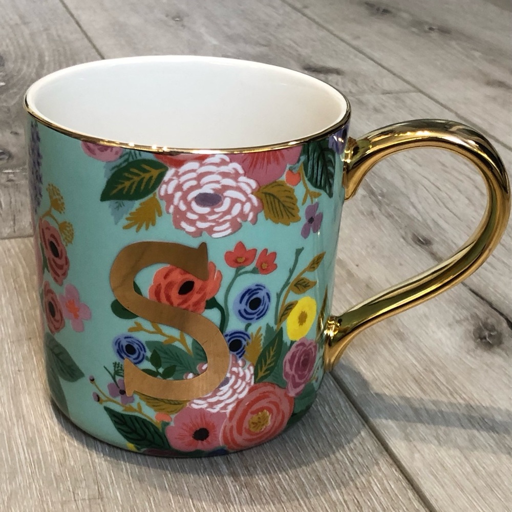 Rifle Paper Co. for Anthropologie coffee mug with S initial. New, never used!!